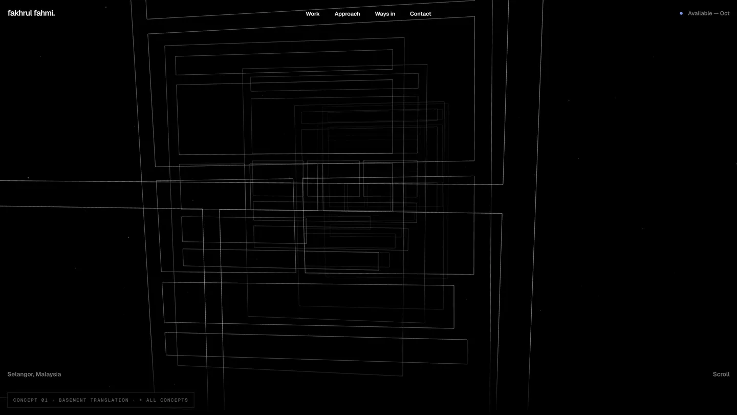 The hero: a line drawing on black
