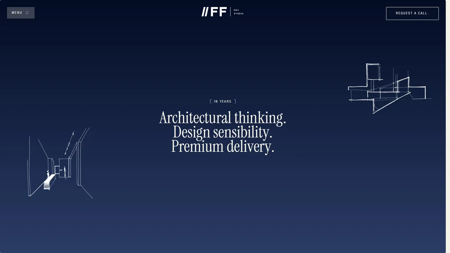 Architectural thinking. Design sensibility. Premium delivery. — line drawings on navy