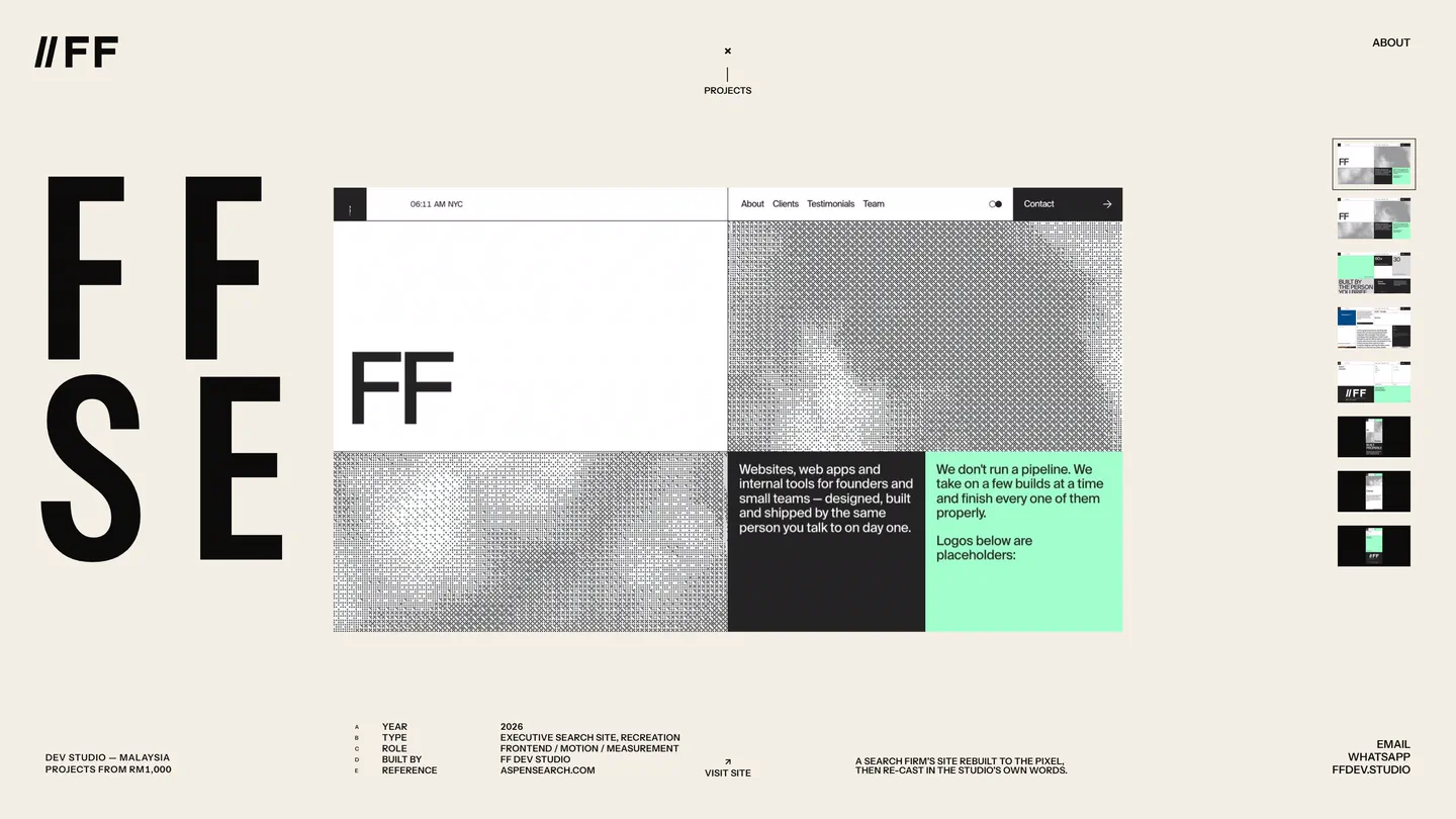 A project opened: FF Search