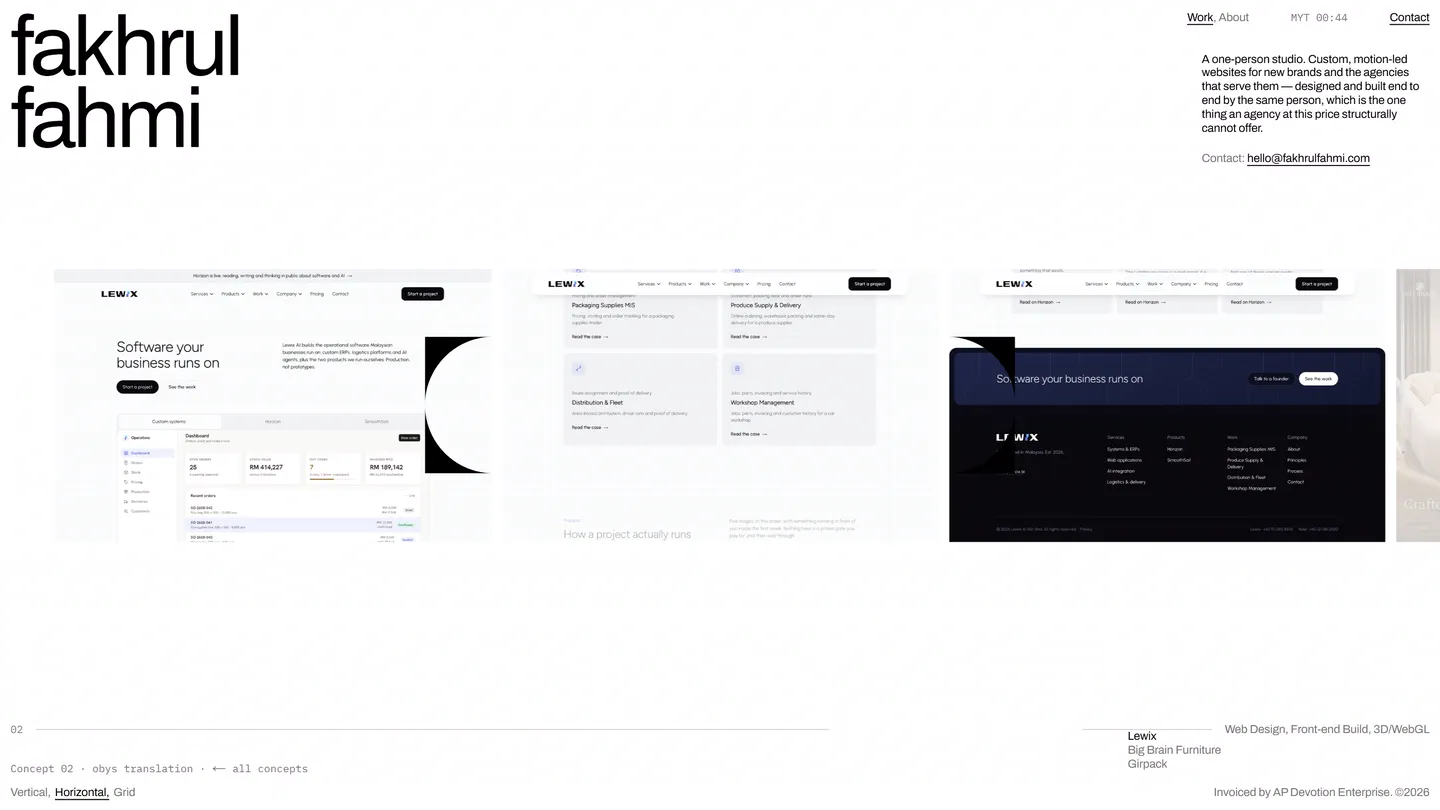 Horizontal layout, scrolled