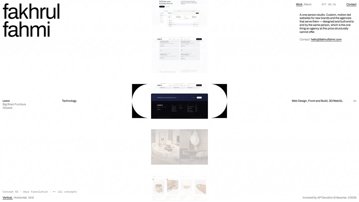 Vertical layout, scrolled