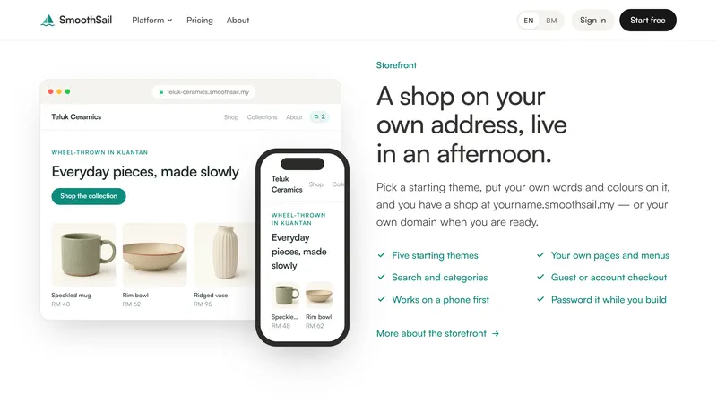 A shop on your own address, desktop and phone