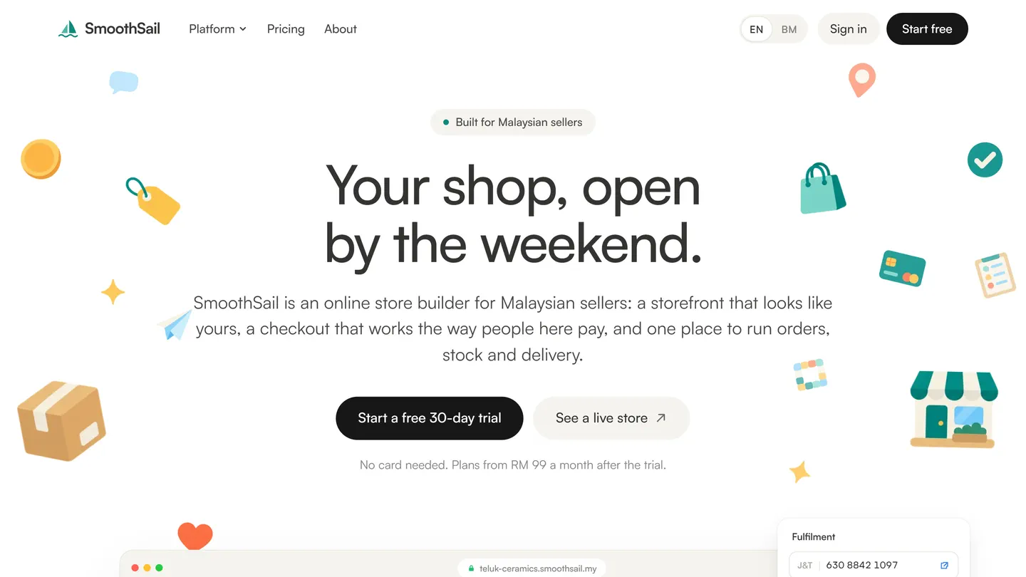 Your shop, open by the weekend — the hero